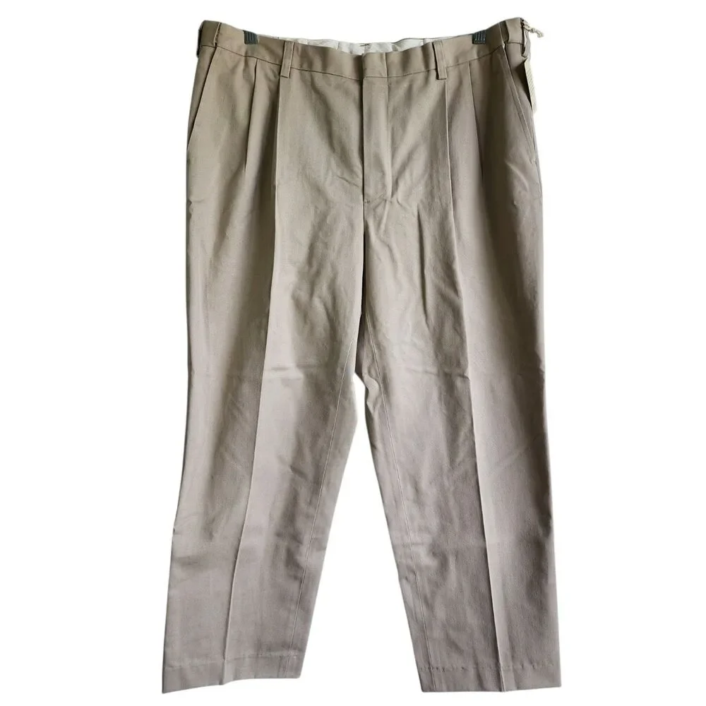 NWT Orvis Men's Wrinkle-Free Chinos Khaki Pleated Pants Size 38 100% Cotton